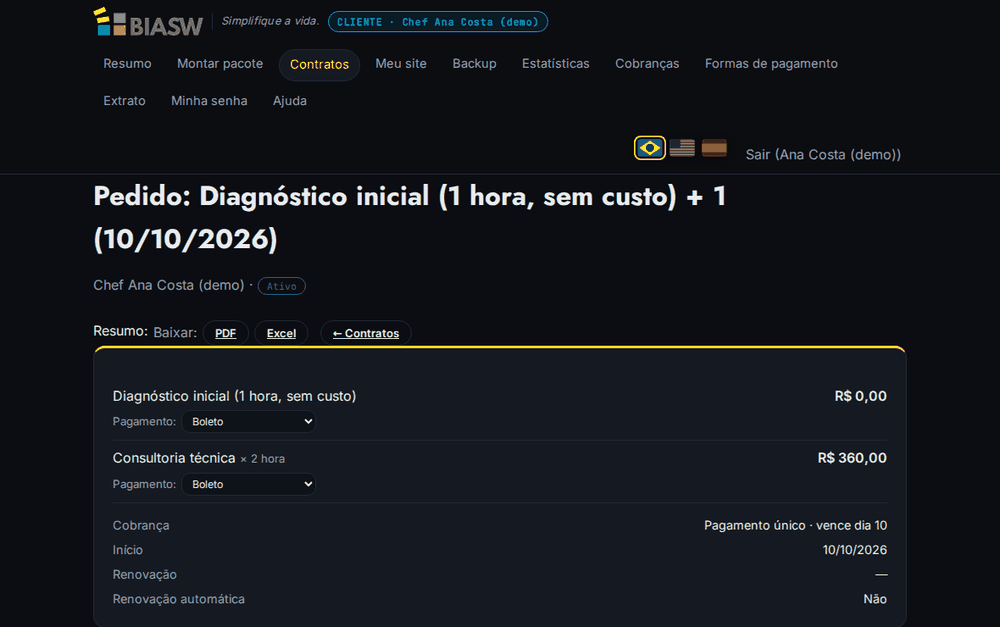 Tela de um contrato com a assinatura