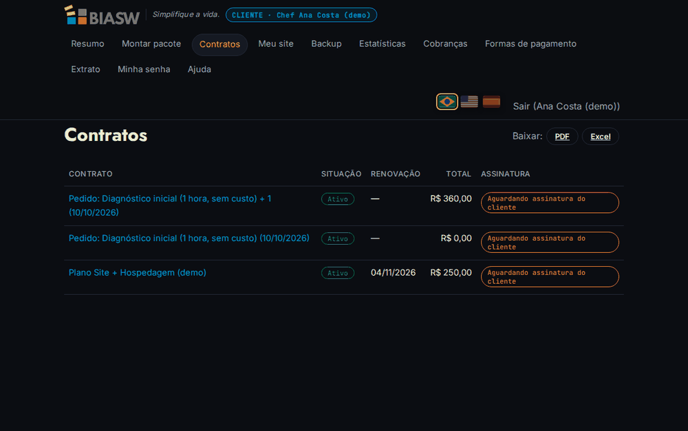 Lista de contratos do portal